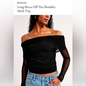 Abercrombie & Fitch Black Off-the-Shoulder Mesh Top